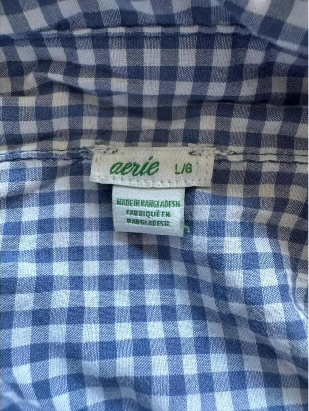 Aerie Blue Gingham Oversized Button Down Shirt Large Cottagecore Top - Picture 3 of 3